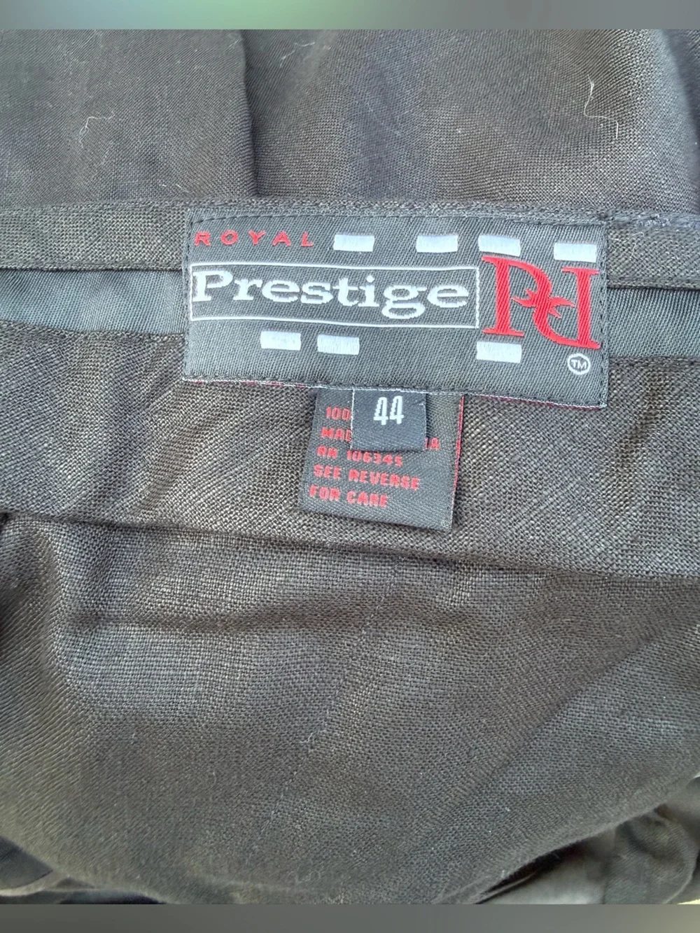 Royal Prestige Men's Black Linen Straight Leg Casual Travel Summer Pants Size 44